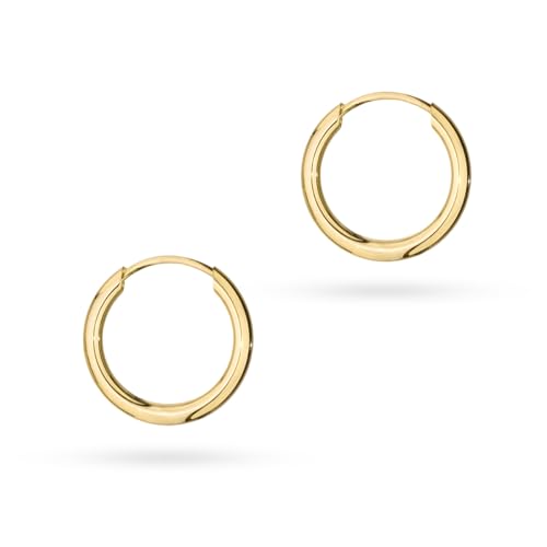 MARKO Echtgold Creolen Damen 12mm Feine 14 Karat (585) Gold Ohrringe aus Gelbgold | Klassischer Schmuck für Frauen Elegant zu Alltag Oktoberfest & Weihnachten
