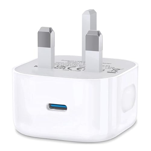 USBC Fast Charger Plug UK USB Type C Plug Phone Fast Charge Head for iPhone 17 Pro Max Air 16e 16 Plus Pro Max 15 14 13 12 11 SE XR XS 8 Apple Watch iPad Pro Mini Air USB-C Port Wall Charging Plug