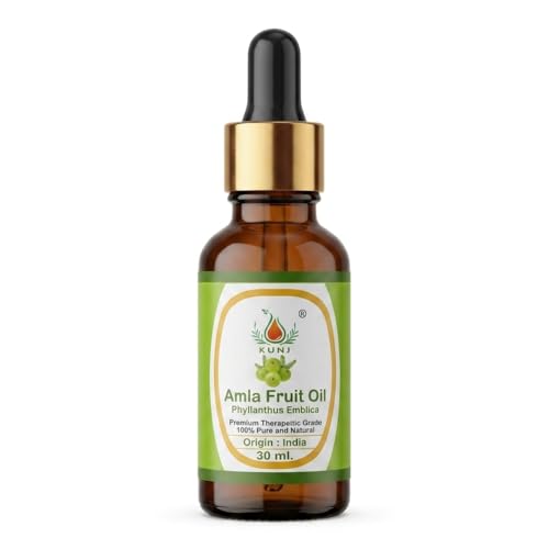 Image of KUNJ Amla Fruit Hair Oil (Phyllanthus emblica) 30ml - 100% Pure & Natural Cold Pressed Undiluted Therapeutic Grade for Hair Growth, Premature Grey Hair, Scalp Nourishment & Hair Fall Control