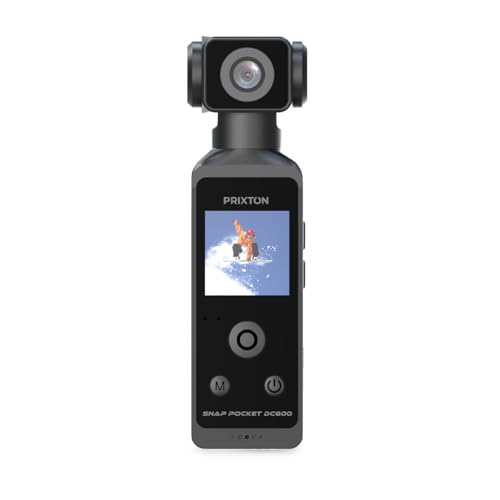 PRIXTON Cámara Vlogging Snap Pocket DC600, WiFi, App Móvil, Pantalla Táctil 1.3' Giratoria 270º, Resolución 5K y 50MP, Estabilización Avanzada EIS, Carcasa Sumergible 30 metros, Tarjeta SD hasta 256GB