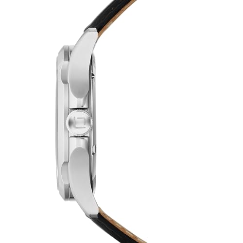 Image of Xylys Provenance Swiss Automatic Analog Grey Dial Black Leather Strap Watch for Men - 40059SL02E