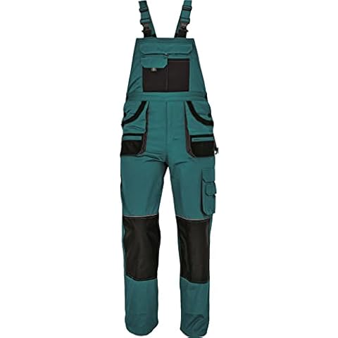 Des-Emerton - Mens Slim Fit Work Bib and Brace Dungarees Overalls - Green - 50 Cover