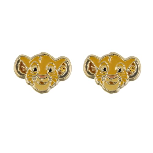 Disney The Lion King Simba Gold Plated Stud Earrings, One Size, Yellow Gold Plated, No Gemstone