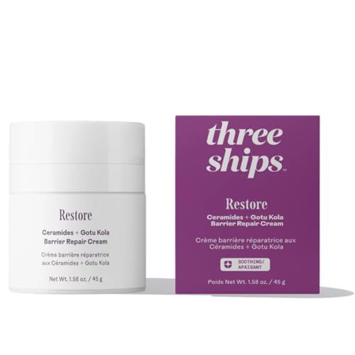 Three Ships - Restore Ceramides + Gotu Kola Barrier Repair Cream | Moisturize Comfort Soothe Skin | Cruelty-Free Vegan Paraben-Free Sensitive Skin Safe (1.58 oz | 45 g)