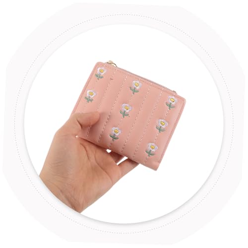 Cute Floral PU Wallet for Women Compact Bifold Coin Purse with Card Slots Zippered Pouch Soft and Lightweight Design for Everyday Use and Travel4