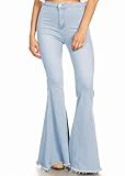 STRETCHY, COMFORTABLE JEANS. Made of 90% cotton, 10% polyester, these jeans are comfortable to wear all day long. These fashionable bell bottom wide leg style are stretchy, and breathable to wear, while also being durable. RETRO, DETAILED BELL BOTTOM...