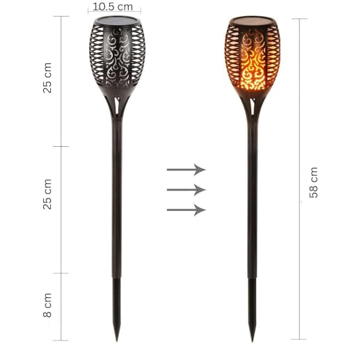 Image of AERYS Solar Mashal Torch Light | Dancing Flame Effect | IP65 Waterproof Solar Garden Outdoor Pathway Light| Auto On /Off, Fire Flame LED Light for Lawn, Balcony & Decoration |(Pack of 1)