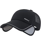 Sun Visor Hats Men, Adjustable Retractable Brim UV Protection Mesh Breathable Baseball Cap for Be...