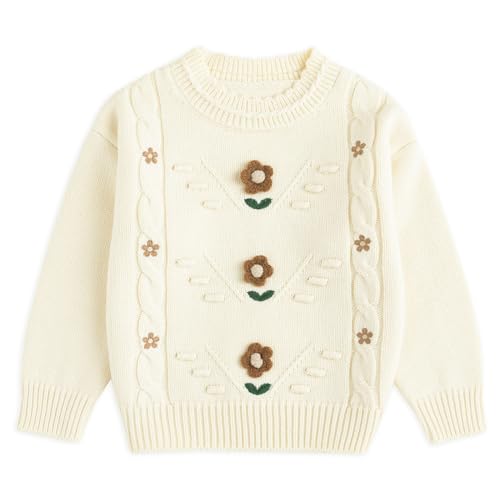 Simplee kids Baby Girl Knit Sweater Round Neck Long Sleeve Toddler Pullover Sweatshirt Fall Winter Clothes 2T-6T