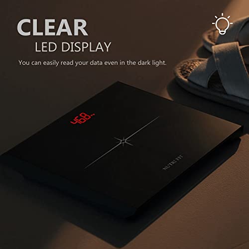 NUTRI FIT Digital Scale for Body Weight, Precision Bathroom Weighing Scale Step-On Technology High Capacity - 330 lb, LED Display with High Precision Measurements, Black