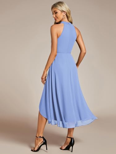 Image of Ever-Pretty Women's Halter Chiffon Midi Cocktail Wedding Guest Dress