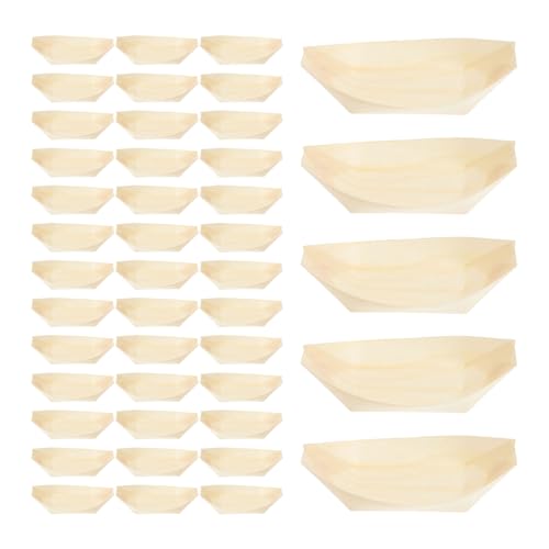 100 platos desechables para sushi de madera 6 pulgadas miniatura 1