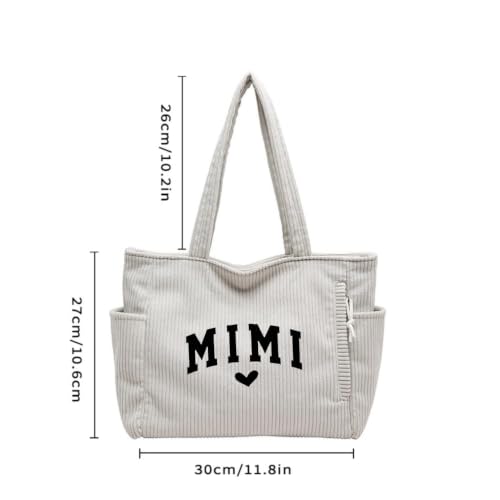 Bolso para mamá Tote de pana blanco miniatura 6
