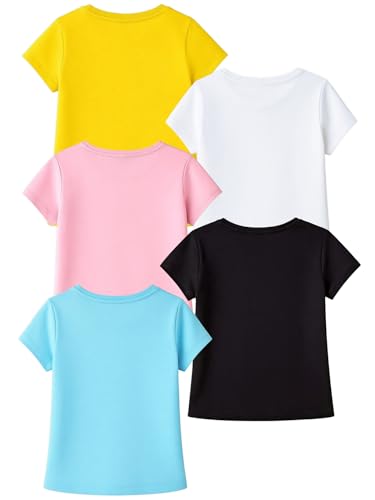 Image of Kuchipoo Girls Cotton Printed T-Shirts | Half Sleeve Round Neck | Soft & Comfortable Casual Wear for Kids | Pack of 5
