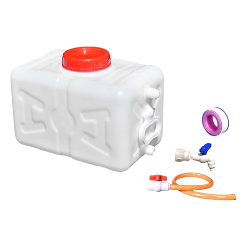 Lljsszr Tanque de Almacenamiento de Agua con Grifo Y, Y Grueso, Garrafa de Agua Grande, Cubo de Almacenamiento Horizontal para Camping, COC, Blanco 15 Kg