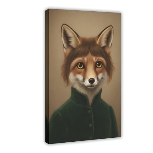 Fotuven Whimsical Animal Portrait Wall Art—Retro Renaissance-Style Bob Haircut Poster,