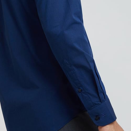 Image of Raymond Men's Slim Fit Pure Cotton Structure Pattern Semi Cutaway Collar Full Sleeve Formal Shirt