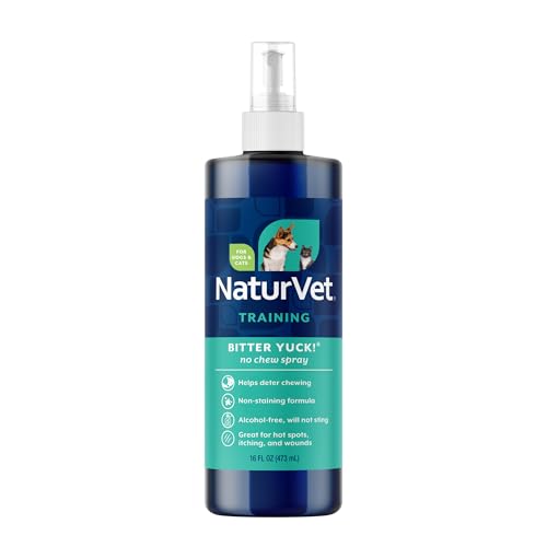 NaturVet Bitter Yuck! No Chew Spray for Dogs, Cats, and Horses Pet Training Spray, Liquid, Made in The USA, 16 Ounce