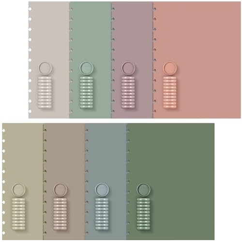 Fuutreo 8 Set Discbound Notebook Cover and Disc Set 8.5 X11.75 Inch Polyethylene Cover with Disc Suitable for Letter Size Fill Page for Work Meeting(Classic Color)