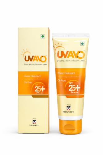 Image of UV-AVO Broad Spectrum Sunscreen Lotion SPF 25+ PA+++ | Water Resistant & Oil-Free | UVA & UVB Protection | 75 g (SPF 25)
