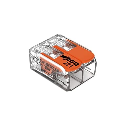221-612 | WAGO Lever-NUTSsplicing Connector | for Solid and Stranded Conductors | 2-Conductor with Operating levers | 20-10 AWG | Transparent housing | [Box of 50 Pieces] Cover
