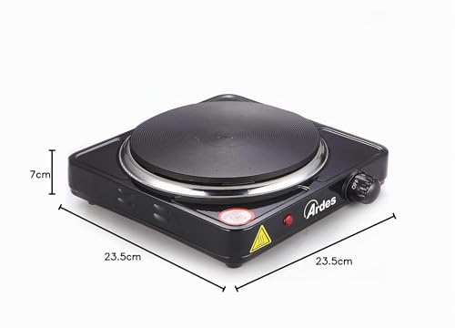 ARDES | Elektroherd 1 Kochfeld aus Gusseisen mit 1500W aus lackiertem Stahl Durchmesser Platte 18,5 cm und Thermostat Modell TIKAPPA AR1F19 Schwarz