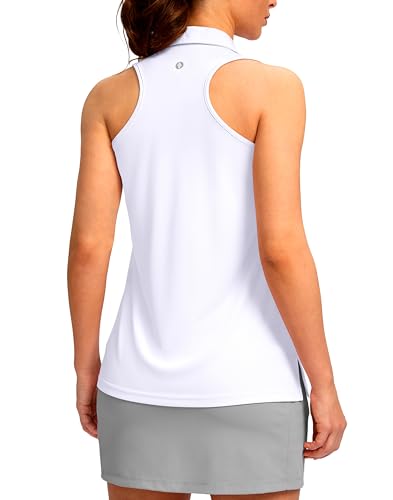 SANTINY Womens Sleeveless Golf Shirt Racerback V Neck Tank Tops Quick Dry Tennis Collared Polo Shirts for Women