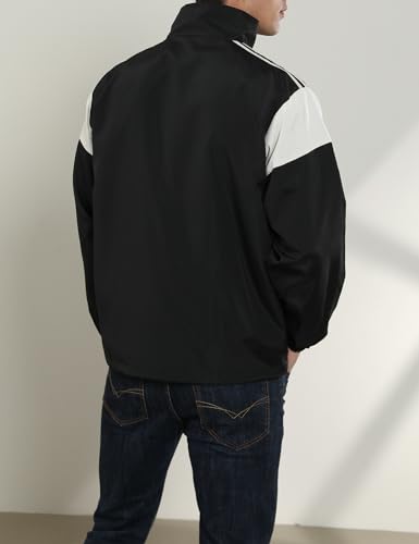 Yimoon Men's Lightweight Windbreaker Jacket Casual Zip Up Outdoor Varsity Jacket Patchwork Vintage Y2K Outerwear4