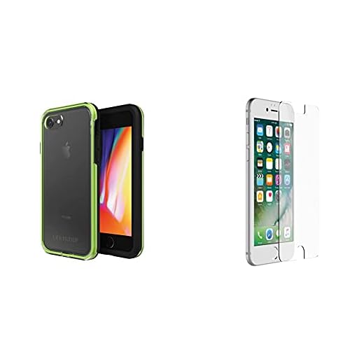 Lifeproof SLAM Series Case for iPhone SE (2nd gen - 2020) and iPhone 8/7 (NOT Plus) (Clear/Lime/Black) & Alpha Glass Series Screen Protector for iPhone 6/6s/7/8 (NOT Plus) - Retail Packaging - Clear