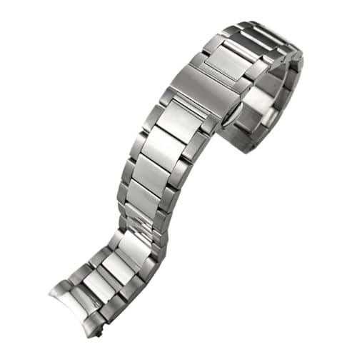 316L�X�e�����X�X�`�[���E�H�b�`�o���h 19mm 20mm 21mm �I���K �V�[�}�X�^�[ AT150 �A�N�A�e�� 150M ���^���u���X���b�g �J�[�u�G���h�E�H�b�`�X�g���b�v�Ή�(Silver Bright,21mm)