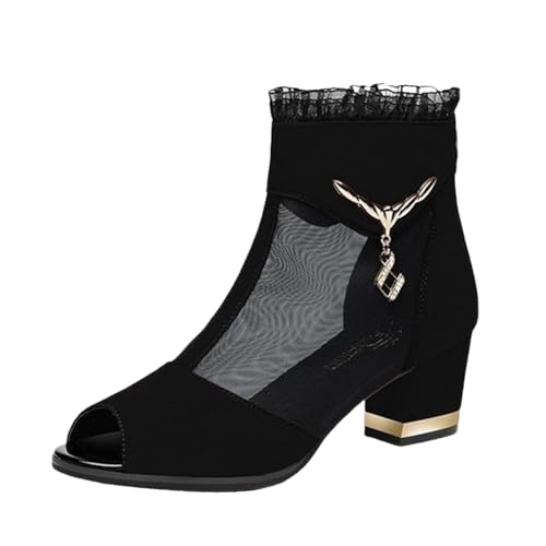 Genérico Zapatos de Vestir Mujer Anchas Sandalias Confort Fashion Casual Sandals Women'S Round Slipon Shoes Toe Breathable Women'S Sandals Sandalias Fascitis Plantar para Playa (Black,42)