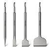 SDS Chisel Set, Firecore 4pcs Tile Removal Chisel Bits for SDS Plus Rotary Hammer Drill Attachments, Alloy Steel Shovel for Demolition Chipping Grooving Scaling Removing Cement Thinset Mortar Vinyl