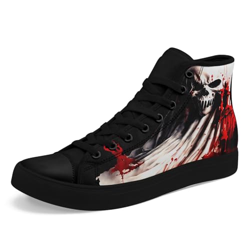 Elegantes zapatillas de lona para hombres y mujeres, diseño de calabaza y fantasmas, regalo perfecto para festivales, zapatos ligeros y transpirables, Negro Rojo Blanco Beige, 39 EU