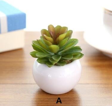 JIALE3536 Artificial Flowers Mini Potted Artificial Green Succulent Plants Bonsai Set Fake Flower Vase Decorative Flower Home Balcony Decoration,A