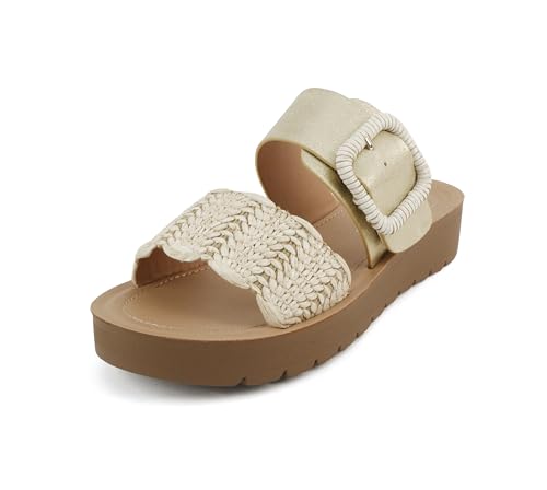 Soda “Cactus” ~ Women Open Toe Raffia Band Flatform Sandals with Buckle Strap2