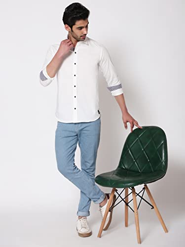 Image of SHIRT THEORY White Solid Cotton Full Sleeves Casual Shirt II Solid Cotton Shirt for Men II Stylish Shirt for Men II Men Casual Shirt II Luxury Shirts for Men ||