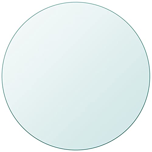 Tidyard Tablero de mesa de cristal redondo de 50 cm, parte superior de cristal transparente, 8 mm
