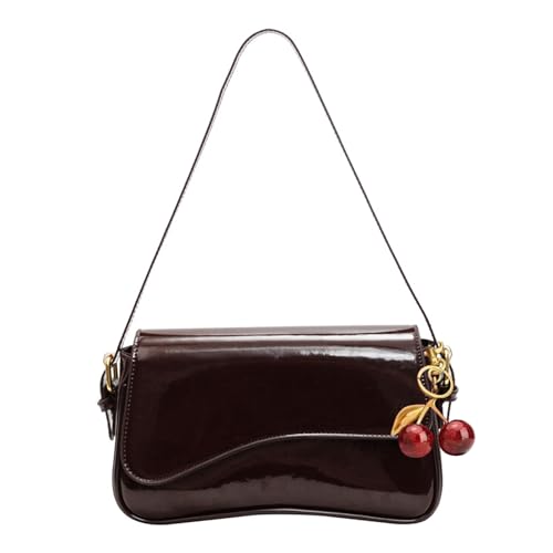 Image of Shoulder Bags for Women Y2K Purse Trendy Cherry Hobo Handbags Vegan Leather Clutch Saddle Bag with 2 Removable Strap
