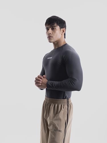 Image of COITONIC Men's Full Sleeve Compression T-Shirt - Athletic Base Layer for Gym, Sports & Fitness Training
