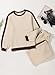 Herseas Women's Two Piece Outfits Contrast Trim Beige Sweatsuit Long Sleeve Crewneck Fashion Comfy Airport Outfit Lounge Wear