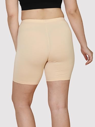 Image of GLAMORAS Women's Bamboo Spandex High Waist 4-Way Stretch Shorts | 95% bamboo 5% spandex, 4-way stretch, concealed waistband, breathable, anti-chafing, everyday comfort