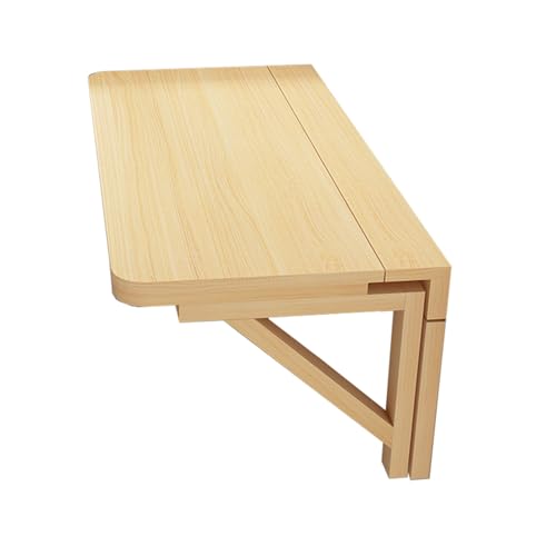 Bureau mural pliable en bois massif premium, table suspendue d'ébénisterie 60 x 40 cm