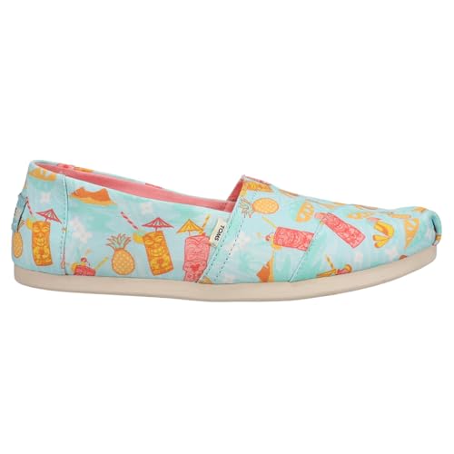 TOMS Womens Alpargata Tropical Graphic Slip On Flats Casual - Blue