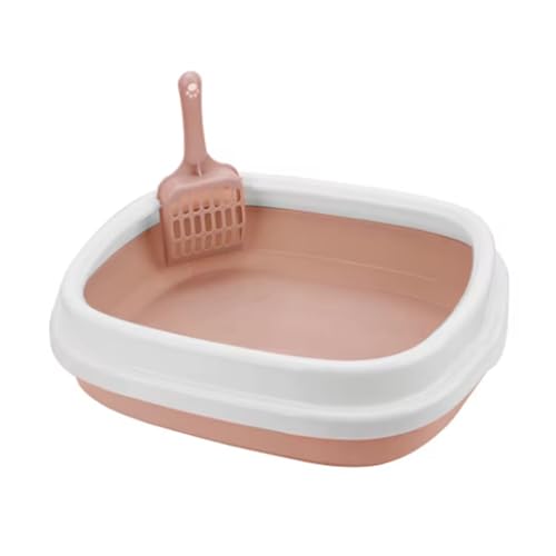 Bac à litière pour chien et chat rose avec pelle de nettoyage incluse, toilette animaux de compagnie