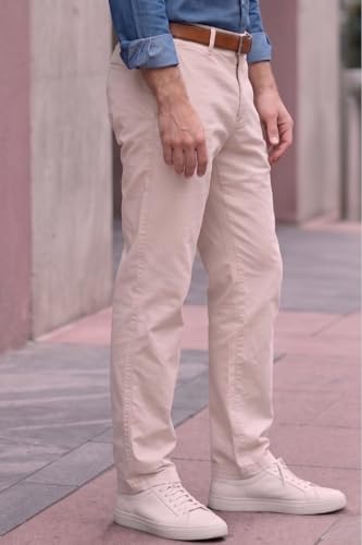 Image of Louis Philippe Men's Slim Fit Slant Pocket Made of Stretch Fabric Solid Casual Trouser