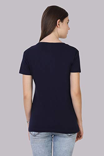 Image of FLEXIMAA Women's Cotton Plain Round Neck Half Sleeve T-Shirt