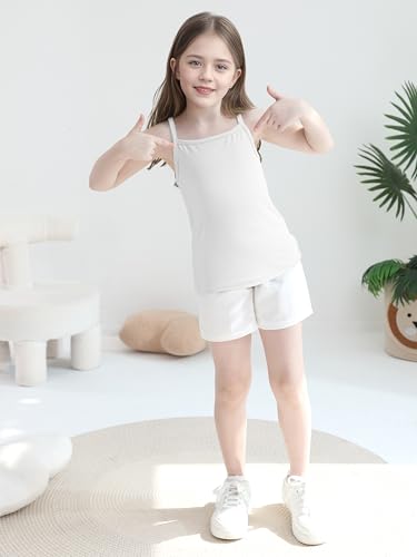 Cooraby 5 Pack Girls Tank Tops Soft Cami Scoop Neck Undershirts Solid Sleeveless Undershirts for Toddler Girls4