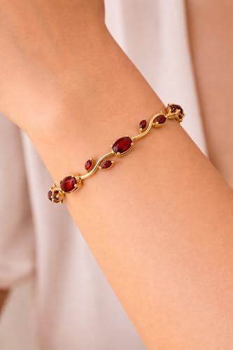 Image of Okos Gold Plated Red Crystal Tulip Bracelet for Women and Girls | Jewelry for Party & Daily Wear BR1000084RED