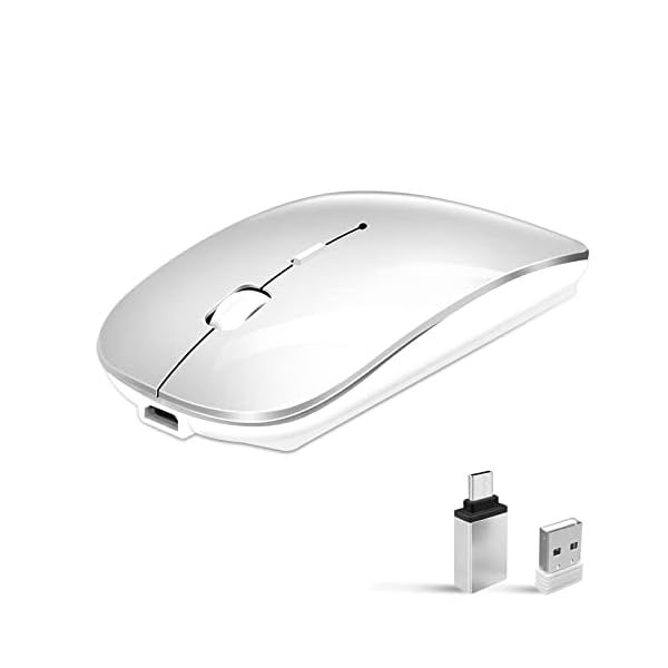 Kabellose Maus, Funkmaus 2,4 GHz mit USB-Empfänger für Laptop Computer -Wiederaufladbar Tragbare Silent Maus Kompatibel…