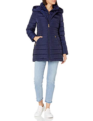 LAUNDRY BY SHELLI SEGAL Women's 3/4 Bibbed Puffer, Evening Blue, Medium